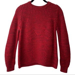 Maje Red Chunky Wool Knit Pullover Sweater